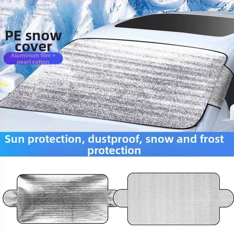 Покривало за предното стъкло на колата, перлен памук, дебело, водоустойчиво и топлоизолирано за зима, монтаж с щипки