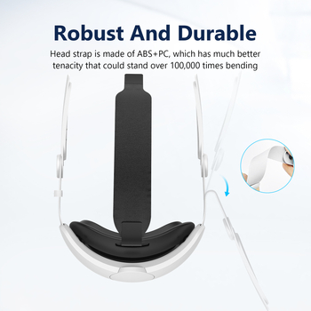 HT plastmasas galvas siksna priekš Meta Quest 3 — regulējams VR ērtības piederums, 367 g, iepakojums papīra kastē, saderīgs ar Quest 3
