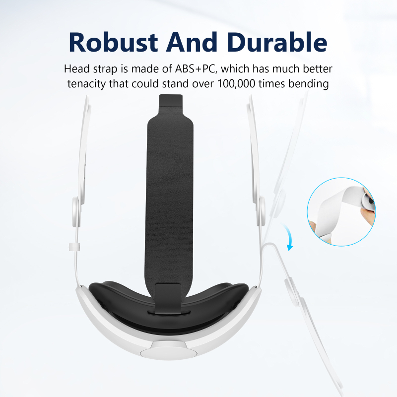 HT plastmasas galvas siksna priekš Meta Quest 3 — regulējams VR ērtības piederums, 367 g, iepakojums papīra kastē, saderīgs ar Quest 3