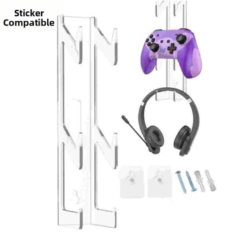 Стенно монтиран прозрачен дисплей за контролери PS4/PS5; пластмасов, 3-етапен, винтов монтаж, мултифункционален