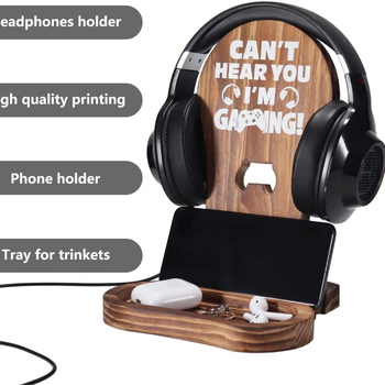 Ξύλινο σταντ ακουστικών για επιφάνεια εργασίας – κρεμάστρα ακουστικών παιχνιδιών – βάση για ασύρματα ακουστικά – μοντέρνος μινιμαλιστικός σχεδιασμός