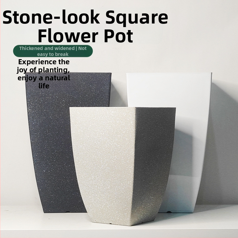 Plastična posuda za cvijeće s izgledom kamena, za pod, injekcijski oblikovana, izdržljiva