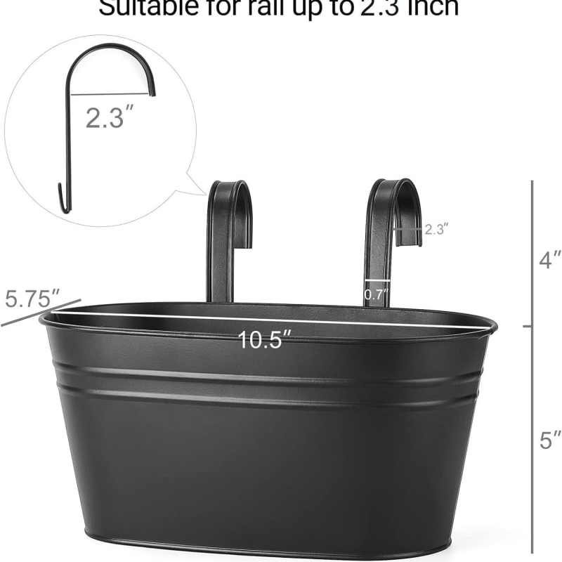 Ghiveci suspendat oval din fier forjat, montare pe perete sau tip suspensie, fier galvanizat, stil pastoral