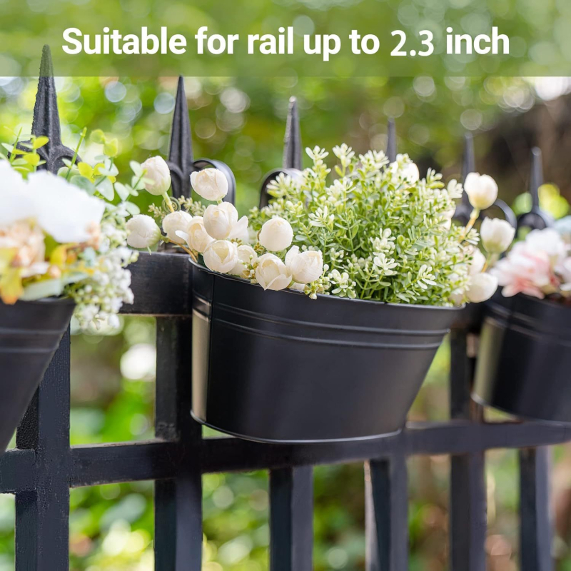 Ghiveci suspendat oval din fier forjat, montare pe perete sau tip suspensie, fier galvanizat, stil pastoral