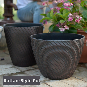 Lillepott, imitatsioon paju-võrgustiku mustriga, plastikust, tootmismeetod: süstformimine, põrandal kasutamiseks, lihtne stiil (Privaatset märgistust litsentsitud: Jah)