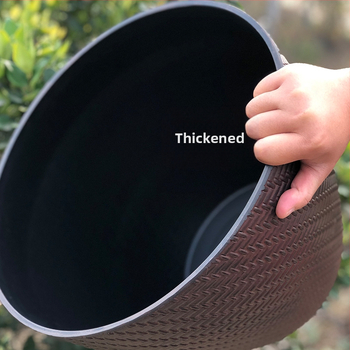 Γλάστρα με μοτίβο μιμητής ιτιάς-ρατάν, πλαστική, με έγχυση, για χρήση στο δάπεδο, απλός σχεδιασμός (Υλικό: πλαστικό; Διαδικασία παραγωγής: έγχυση; Τύπος χρήσης: για δάπεδο; Στυλ: απλό; Ιδιωτική ετικέτα: Ναι)