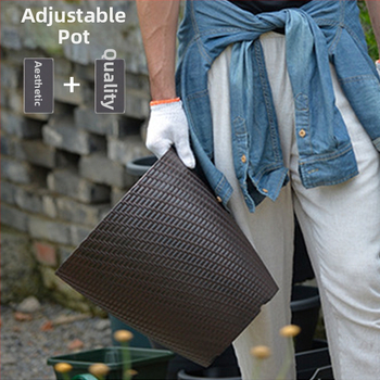 Γλάστρα με μοτίβο μιμητής ιτιάς-ρατάν, πλαστική, με έγχυση, για χρήση στο δάπεδο, απλός σχεδιασμός (Υλικό: πλαστικό; Διαδικασία παραγωγής: έγχυση; Τύπος χρήσης: για δάπεδο; Στυλ: απλό; Ιδιωτική ετικέτα: Ναι)