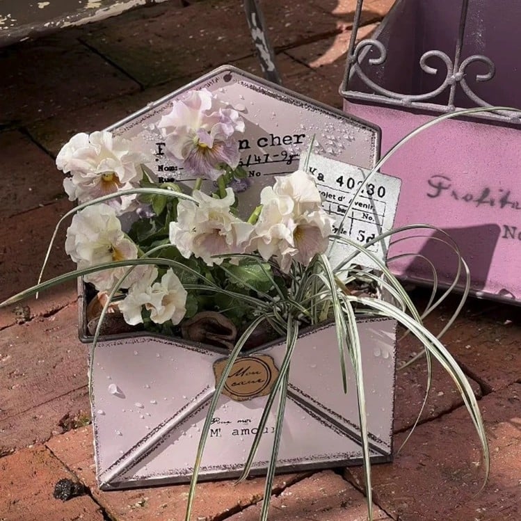 Vas művészeti falra akasztható virágtartó, boríték-stílusú, japán stílusú kertdekoráció