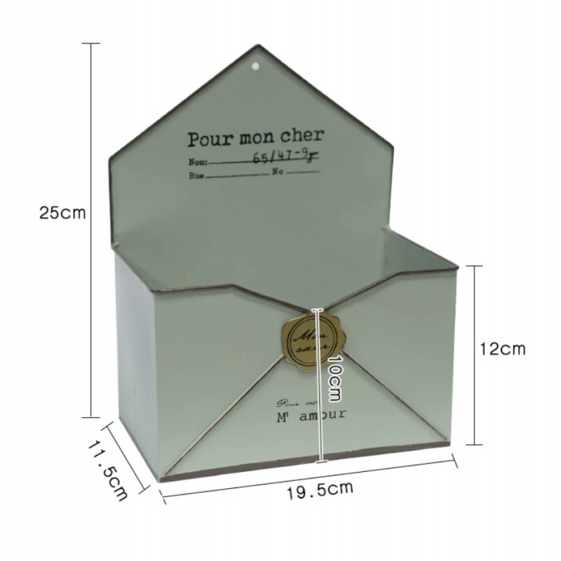 Vas művészeti falra akasztható virágtartó, boríték-stílusú, japán stílusú kertdekoráció