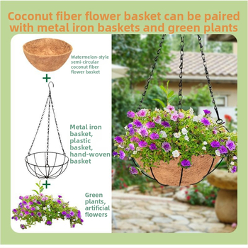 Γλάστρα από ίνα καρύδας για εσωτερική και εξωτερική χρήση, τοίχου ή κρεμαστή, χειροποίητη, διαπνέουσα και βιοδιασπώμενη