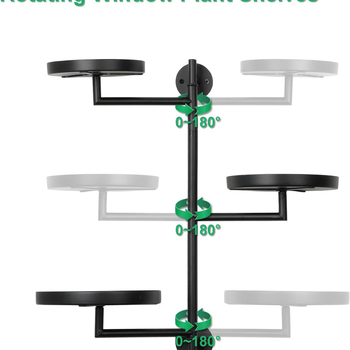 Beltéri forgó ablak növényállvány, 3-emeletes acél növényállvány, falra szerelhető