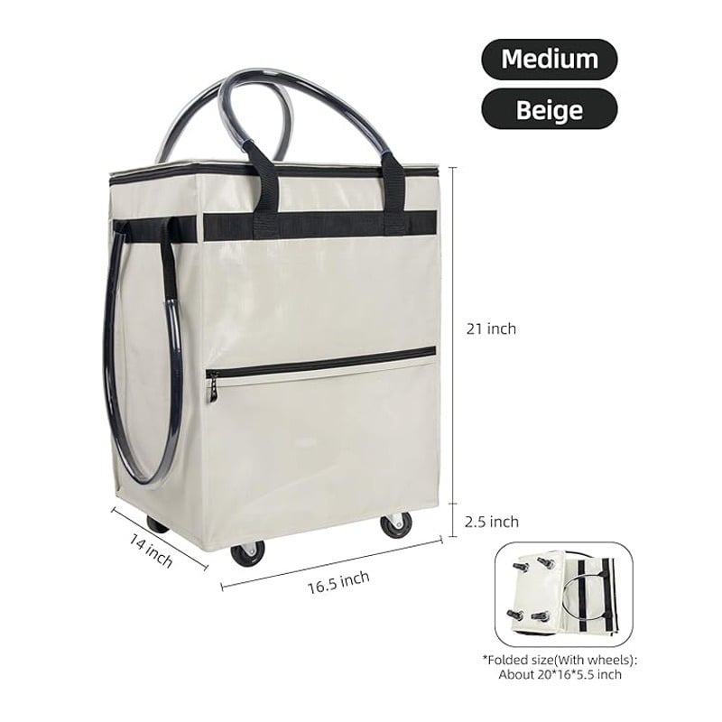 Sulankstomas ratiniai pirkinių krepšys, PVC, talpa 40–50 L, modernus minimalistinis stilius, prekės ženklas YCW, tinkamas piknikams ir šaldymo paketėms