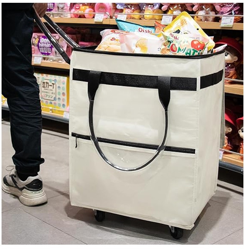 Sulankstomas ratiniai pirkinių krepšys, PVC, talpa 40–50 L, modernus minimalistinis stilius, prekės ženklas YCW, tinkamas piknikams ir šaldymo paketėms