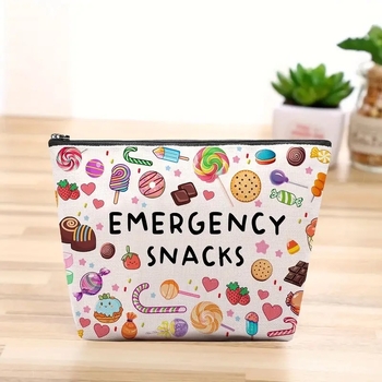 Τσαντάκι καλλυντικών με διπλής όψεως εκτύπωσή, καμβάς, φερμουάρ, unisex για καθημερινή χρήση