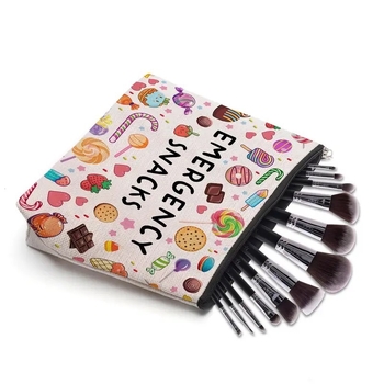 Τσαντάκι καλλυντικών με διπλής όψεως εκτύπωσή, καμβάς, φερμουάρ, unisex για καθημερινή χρήση