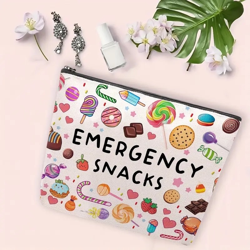 Козметична чанта с двустранен принт, платно, цип, унисекс за ежедневна употреба