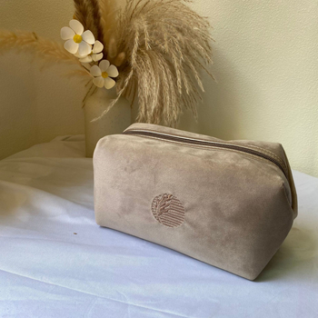 Τσαντάκι καλλυντικών από βελούδινο ύφασμα με κέντημα, οκταγωνική μορφή, μεγάλη χωρητικότητα, διαχωρισμός στεγνό-βρεγμένο