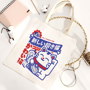 Памучна Tote чанта с двойни дръжки, хоризонтална квадратна форма, отворен горен край, памучна подплата