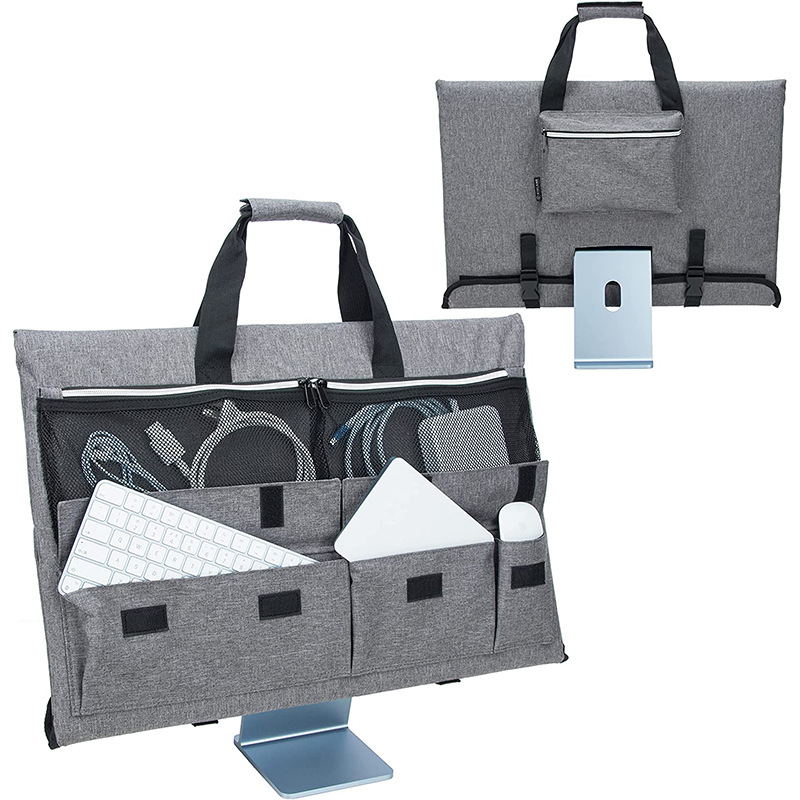 Billentyűzet- és egér szervező táska és monitor-tároló kocka alakú, 600D Oxford anyag, többfunkciós költöztető tok