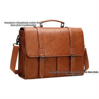 Geantă mesager pentru laptop din piele sintetică pentru bărbați – stil vintage casual, afaceri, multifuncțională, capacitate mare, căptușeală PU, model uni, primăvara 2024
