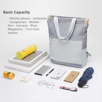 Σακίδιο Unisex, street-style, 20–35L, αδιάβροχο, συνθετικό δέρμα από μικροΐνες, χωράει φορητό 14 ιντσών