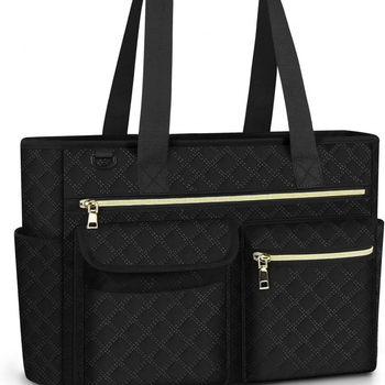 Дамска платнена чанта за рамо с цип и разделител, водоустойчива, с двойни дръжки и вътрешни джобове за телефон и лаптоп