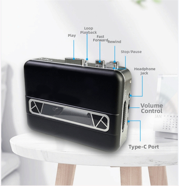 Μοντέλο KDJ01 φορητός αναπαραγωγέας κασετών, 3V/3W, USB-C, στερεοφωνικό ήχος διπλού καναλιού, MP3 εγγραφή