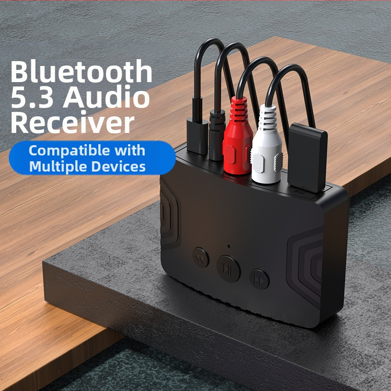 Bluetooth mūzikas uztvērējs R20 ar Type-C barošanu, AUX/RCA izvade, Plug-and-Play, Bluetooth 5.3, darbības diapazons 10 m