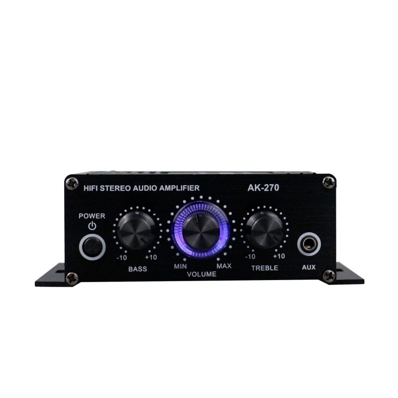 AK-270 усилвател на мощност, 12V вход, 20W+20W изход, 2-канален, 4–16 Ω импеданс