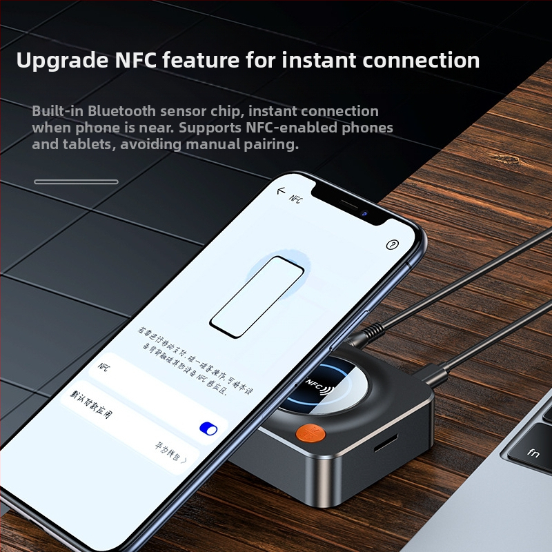 NFC-съвместим Bluetooth приемник и аудио адаптер, Bluetooth 5.1, 3,5 мм аудио интерфейс, TF карта MP3 възпроизвеждане, двуканален звук