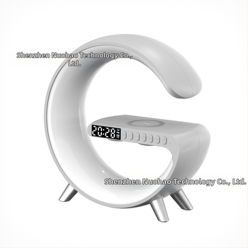 AI ασύρματος φορτιστής Bluetooth ομιλητής με φωτισμό ατμόσφαιρας, ξυπνητήρι και φωτιστικό γραφείου (Bluetooth 5.3; ασύρματη φόρτιση; ενσωματωμένη μπαταρία; ξυπνητήρι)