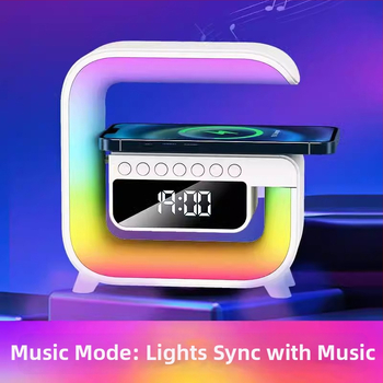 Bluetooth ηχείο με ασύρματη φόρτιση, νυχτερινό φως και RGB ατμόσφαιρα, σύστημα με 2 ηχεία, ξυπνητήρι και χρονοδιακόπτης, ενσωματωμένη μπαταρία 2000–4000mAh, IPX6, USB τροφοδοσία