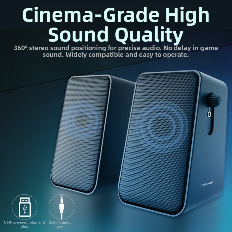 CO712 2.0-канални компютърни говорители за настолен компютър и лаптоп, USB и 3.5 мм вход, 60Hz-15kHz, 10W изход, SNR ≥75dB