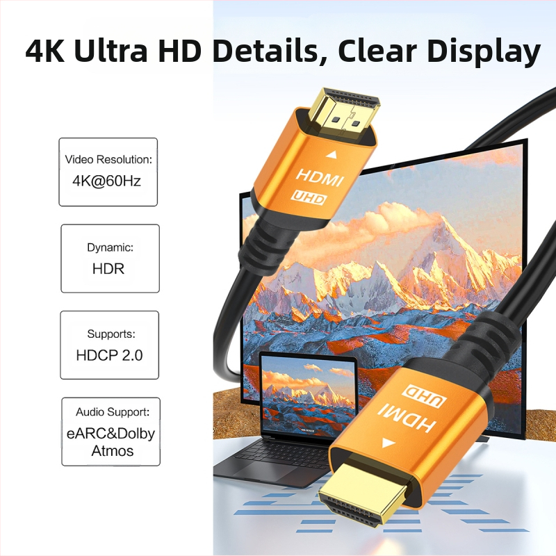 HDMI кабел 2.0, 4K Ultra HD, HDMI Type A, златно покритие, PVC кабел