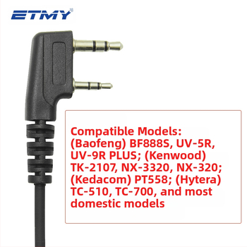 Casca cu fir pentru walkie-talkie, in-ear, conector drept 3,5 mm, microfon inclus, cablu 152,4 cm