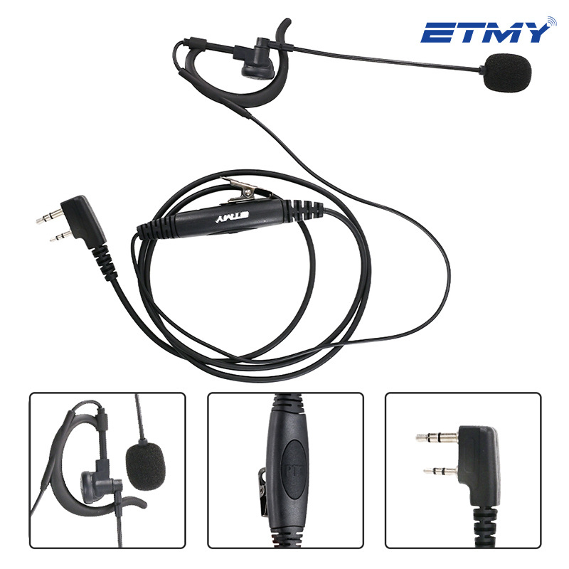 Vezetékes in-ear headset walkie-talkie, 3,5 mm egyenes dugó, mikrofonnal, 152,4 cm kábel