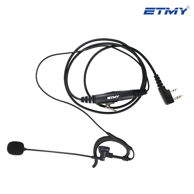 Vezetékes in-ear headset walkie-talkie, 3,5 mm egyenes dugó, mikrofonnal, 152,4 cm kábel