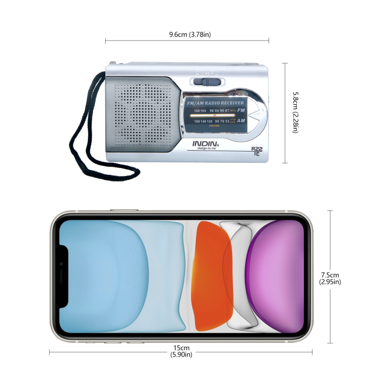 BC-R22 Φορητό ραδιόφωνο δύο ζωνών FM/AM, PU+TPU περίβλημα, χειροκίνητη ρύθμιση, μπαταρία <1000mAh