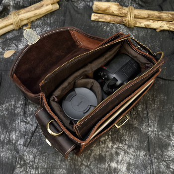 Τσάντα SLR κάμερας από γνήσιο δέρμα, πρώτο στρώμα βοδινού δέρματος, μοντέλο XJB1002, τύπου ώμου