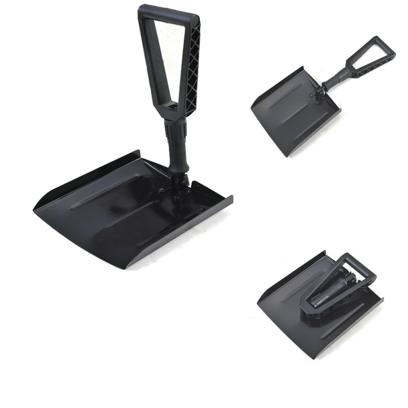 Φτυάρι χιονιού με αναδιπλούμενο σχεδιασμό, κεφαλή από μανγκανιακό χάλυβα, για εξωτερική χρήση και αυτοκίνητο, ξύστρα πάγου, Μάρκα CLEYE, Εξουσιοδοτημένη ιδιωτική μάρκα