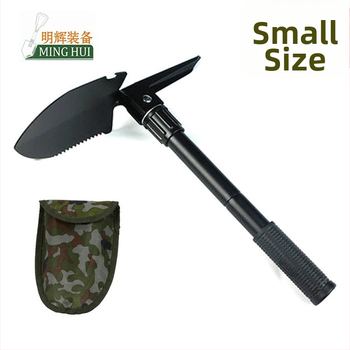 Sulankstomas mangano plieno kempingo kastuvėlis su kirtikliu — daugiafunkcis lauko įrankis su audinio dėže