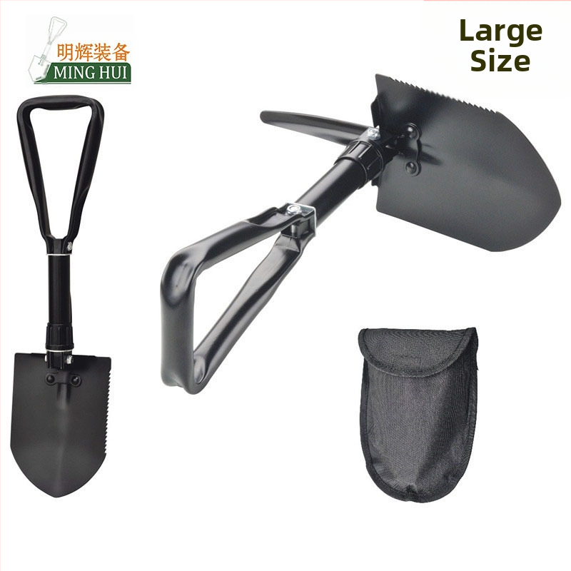 Сгъваема лопата от манганова стомана за къмпинг — мултифункционален инструмент с кирка и платнена чанта