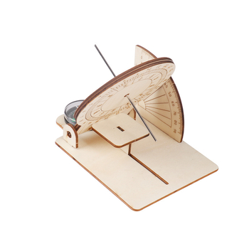 Koka DIY ekvatorālais saules pulkstenis — roku saliekama izglītojoša rotaļa bērniem vecumā 7–14 gadi