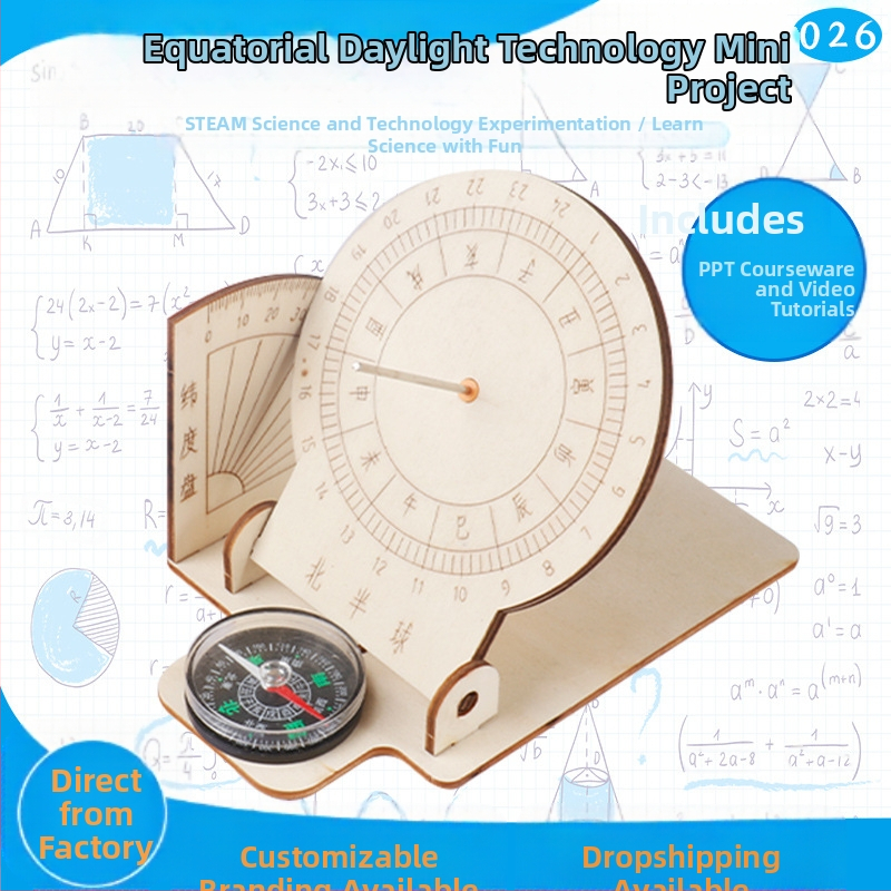 Koka DIY ekvatorālais saules pulkstenis — roku saliekama izglītojoša rotaļa bērniem vecumā 7–14 gadi