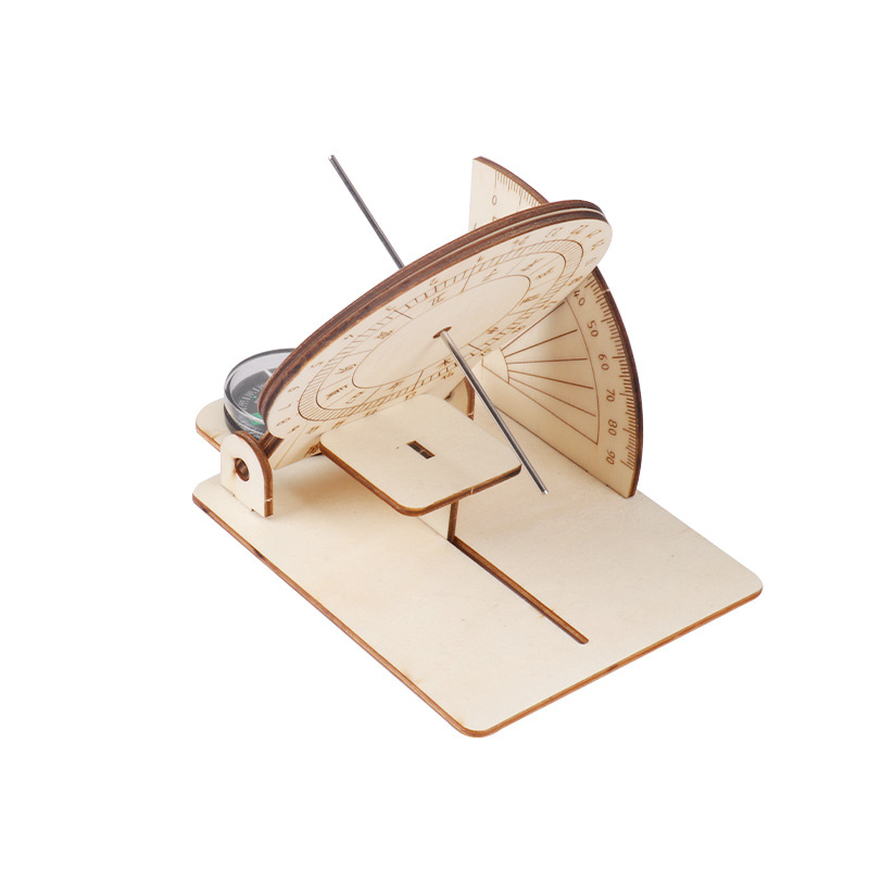 Koka DIY ekvatorālais saules pulkstenis — roku saliekama izglītojoša rotaļa bērniem vecumā 7–14 gadi