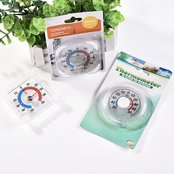 Apskrito formos plastikinis termometras durims ir langams, paprasto rodyklės tipo, 2°C skiriamoji geba, dėžutėje 240 vnt., namų naudojimui