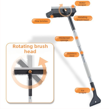 Junyi αυτοκίνητο 3-σε-1 εργαλείο αποχιονισμού με ανοξείδωτο χάλυβα, νάιλον και EVA αφρό — βούρτσα χιονιού και ξύστρα πάγου