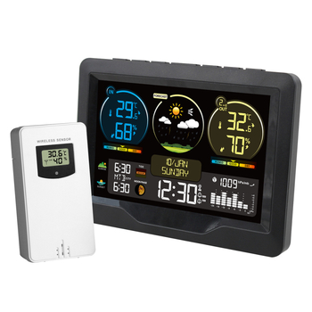 FJ3383M Ψηφιακός υγρομετρητής καιρού ρολόι με πρόγνωση καιρού, ημερολόγιο, ανατολή και δύση, ξυπνητήρι