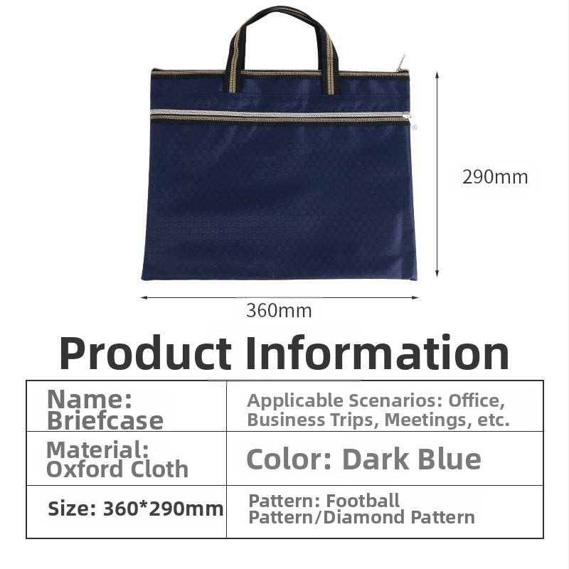 Чанта за документи от оксфордска тъкан със цип, персонализиране по заявка, печатен логотип, дебелина на материала 30, тегло 0.1