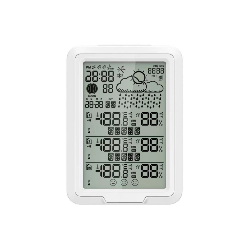 Jinruitai TH45 Stație Meteo Interioară/Exterioară cu Termometru și Higrometru, Prognoza Meteo, Calendar și Alarmă